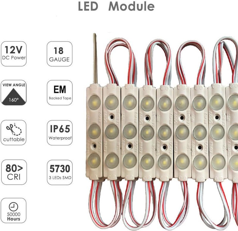 TeiNewBy LED Module, 20pcs 9.8 Ft 5730 SMD 150LM Per LED IP65 Waterproof Decorative Light for Inflatables with Tape Adhesive Backside (White Light) - Image 3